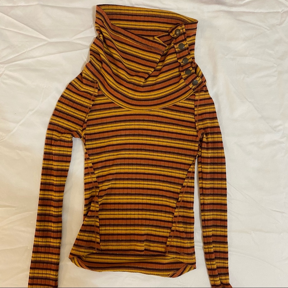 Free People Striped Thermal Long Sleeve